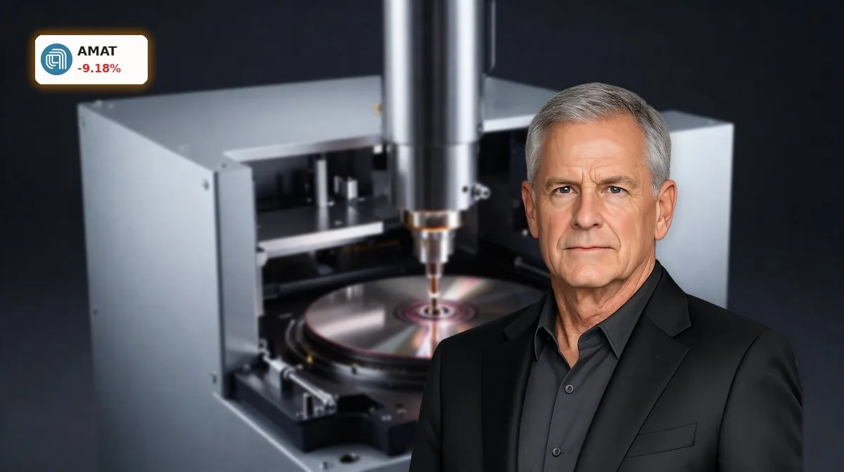 Applied Materials Prognose mit Crash-Signal und Kurszielen 7 Applied Materials Prognose: Halbleiterfertigungsanlage mit Wafer im Premium-Produktstil
