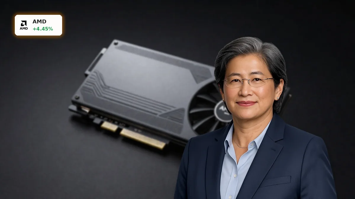 AMD Upgrade: 4.4% Rallye nach Citi-Buy und 575$ Kursziel 4 AMD Upgrade: AMD MI450 KI-GPU als Premium-Chip im dunklen Studio, Fokus auf AI-Hardware und GPU-Wachstum