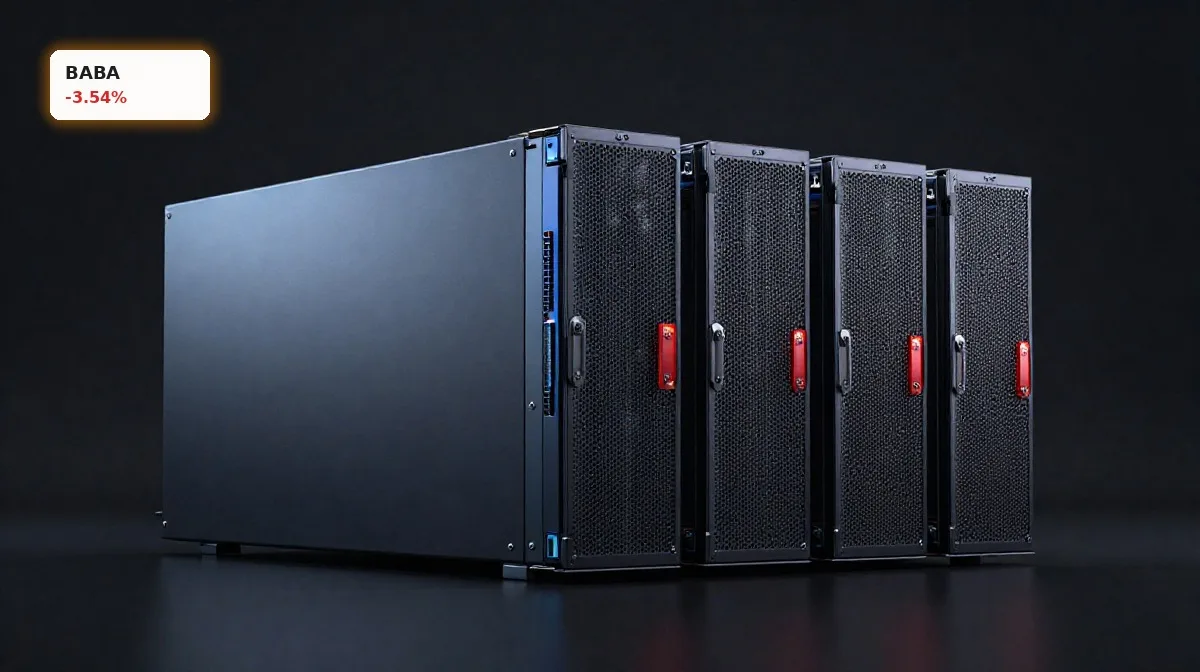 Alibaba KI-Kontroverse um Qwen-KI und Rechenzentrums-Hardware vor dunklem Hintergrund