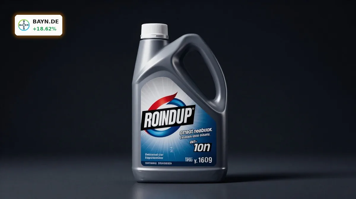 Roundup-Herbizidverpackung vor dunklem Hintergrund zum Thema Bayer Glyphosat und US-Klagen