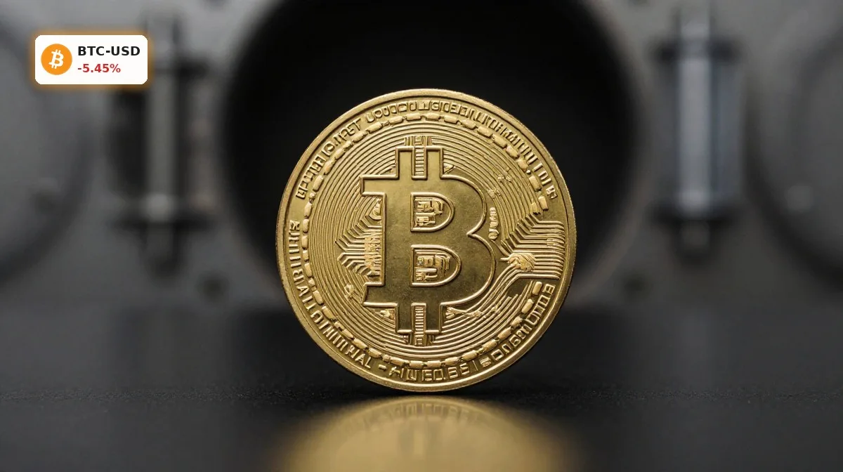 Bitcoin Reserve mit physischer Bitcoin-Münze vor dunklem Tresorhintergrund als Symbol für US-Krypto-Strategie