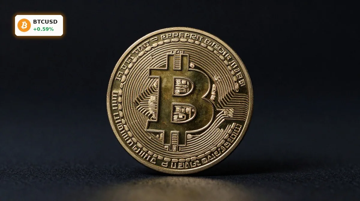 Bitcoin Marktanalyse nach Fed-Schock und Regulierung 4 Bitcoin Marktanalyse mit Bitcoin-Münze im Fokus vor dunklem Hintergrund, Symbol für Fed-Druck und Regulierung