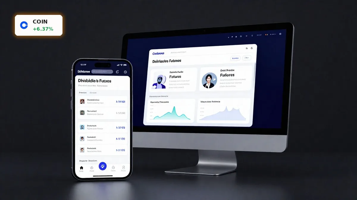 Coinbase Derivateoffensive mit Premium-Trading-Interface fuer Krypto- und Perpetual-Futures auf dunklem Hintergrund