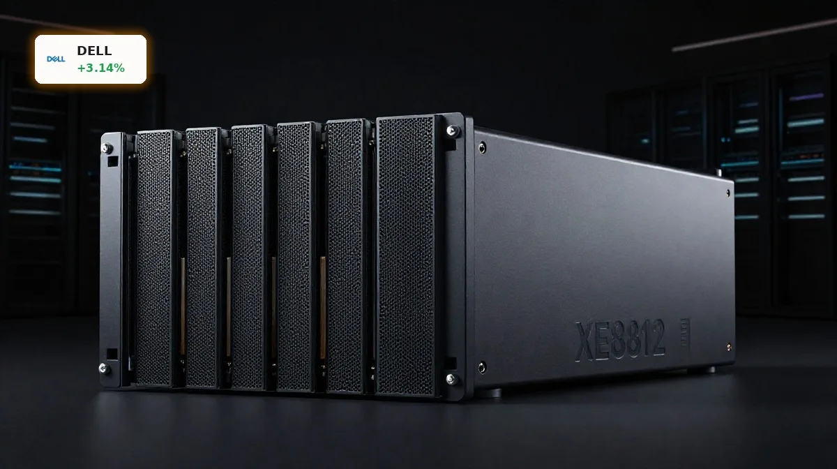 Dell KI-Infrastruktur: Rekord-Boom mit 3,1% und NVIDIA 5 Dell KI-Infrastruktur mit PowerEdge XE8812 Server für AI-Workloads in edler Produktinszenierung