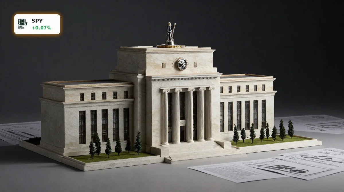 Federal Reserve Zinsentscheid: Warnung vor Warshs Debüt 5 Federal Reserve Zinsentscheid mit Fokus auf Fed-Symbolik, Zinsregler und dunkler Premium-Inszenierung