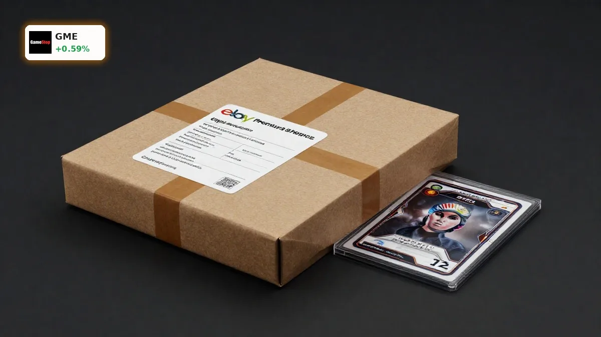 GameStop Übernahme: Schock um Cohen-Deal und Bilanzdruck 4 GameStop Uebernahme mit Paket, Sammelkarten und E-Commerce-Symbolik zur eBay-Dealstrategie