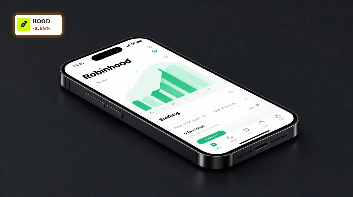 Robinhood Meta Konkurrenz: Smartphone mit Trading-App in dunkler Produktinszenierung