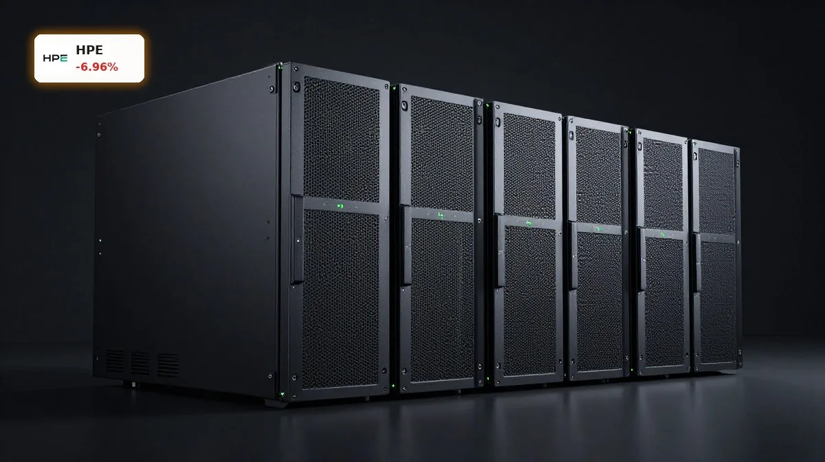 HPE Quartal: KI-Server-Infrastruktur von Hewlett Packard Enterprise in dunkler Premium-Inszenierung