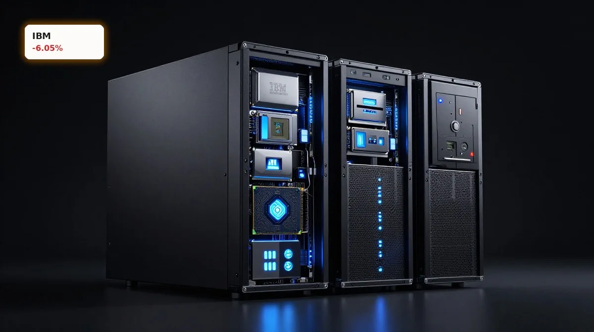 IBM KI-Offensive: Crash trotz Milliarden-Strategie und Quantenplan 5 IBM KI-Offensive mit Quantencomputer-Hardware und KI-Infrastruktur vor dunklem Hintergrund