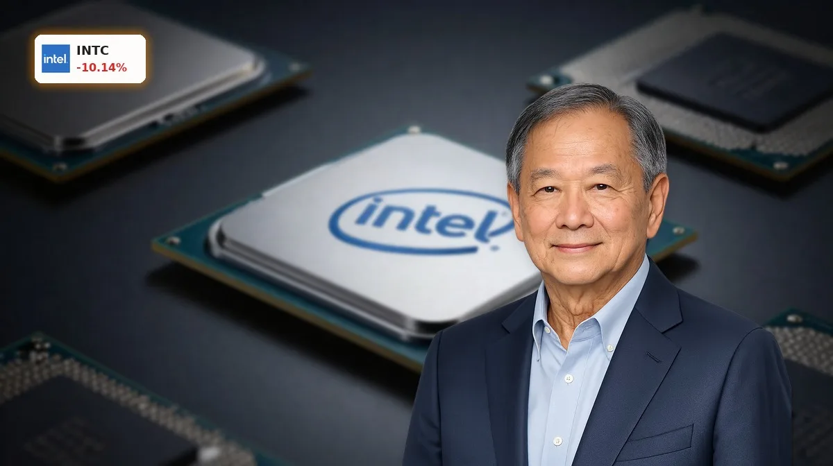 Intel Upgrade +9.3%: Chance auf neues Comeback bei INTC 5 Intel Upgrade: Nahaufnahme eines modernen Server-Prozessors mit Wafer- und Packaging-Fokus im Premium-Look