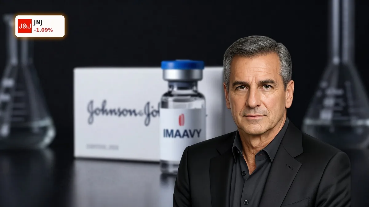 Johnson & Johnson IMAAVY stärkt Wachstum mit ENERGY-Daten 5 Johnson & Johnson IMAAVY Arzneimittel-Vial als Premium-Produktinszenierung vor dunklem Hintergrund