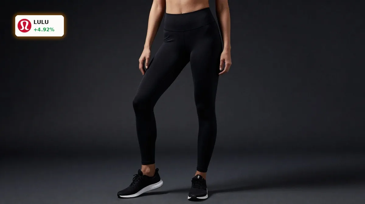 Lululemon Vorstand im Fokus mit schwarzen Premium-Leggings als Kernprodukt der Marke vor dunklem Hintergrund