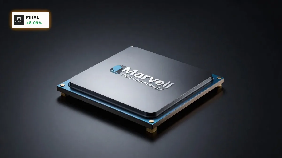 Marvell S&P 500 Boom: +8,1% vor Aufnahme am 22. Juni 4 Marvell S&P 500: KI-Chip von Marvell Technology vor dunklem Hintergrund als Symbol für Indexaufnahme