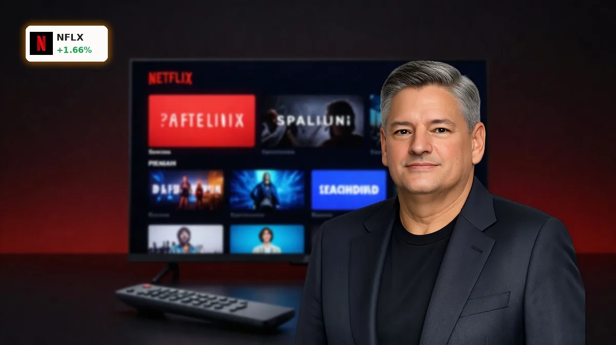 Netflix Historie: Smart-TV mit Streaming-Oberfläche und Fernbedienung als Symbol für Wandel vom DVD-Modell