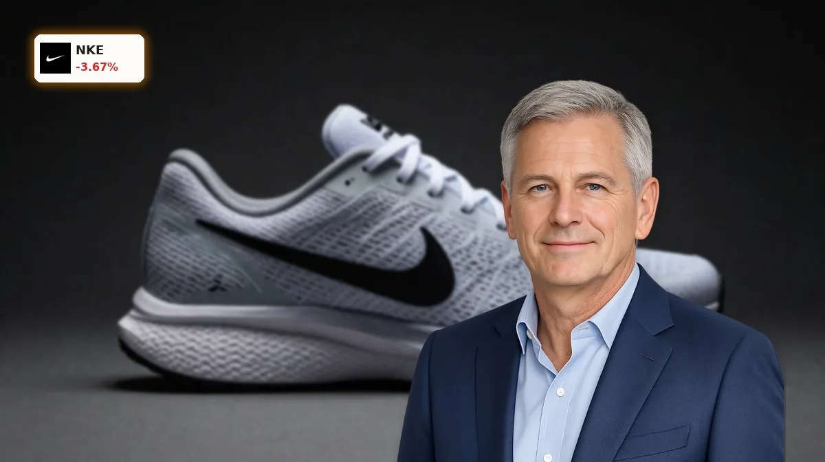 Nike Prognose nach 3,4% Plus: RBC warnt vor Einbruch 3 Nike Prognose im Fokus mit Premium-Laufschuh vor dunklem Hintergrund und sportlicher Produktinszenierung