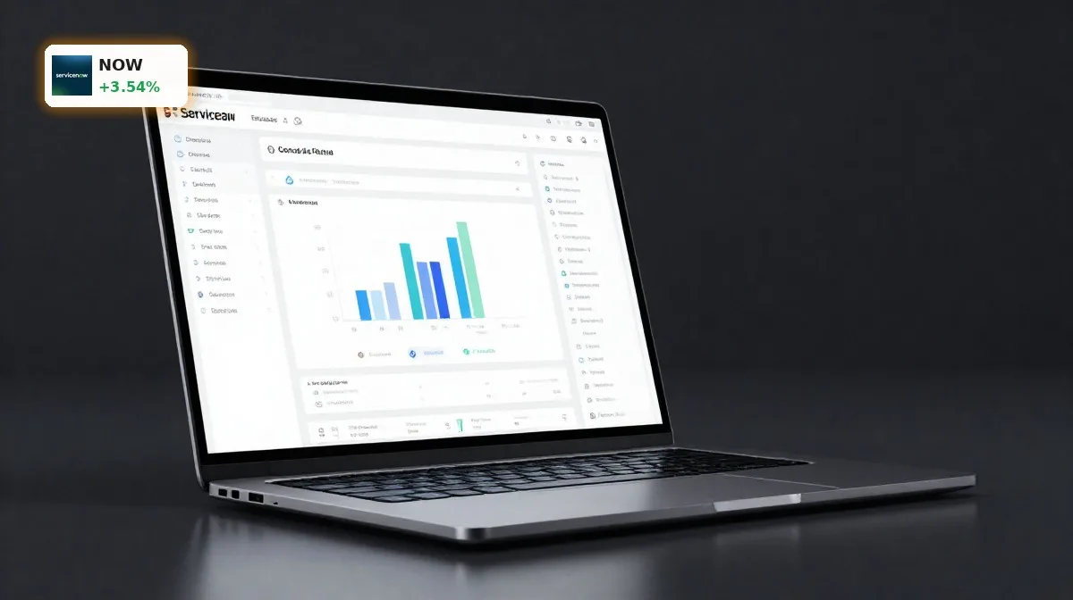 ServiceNow KI-Strategie mit Enterprise-AI-Plattform auf dunklem Premium-Display als Kontrollschicht für Workflows