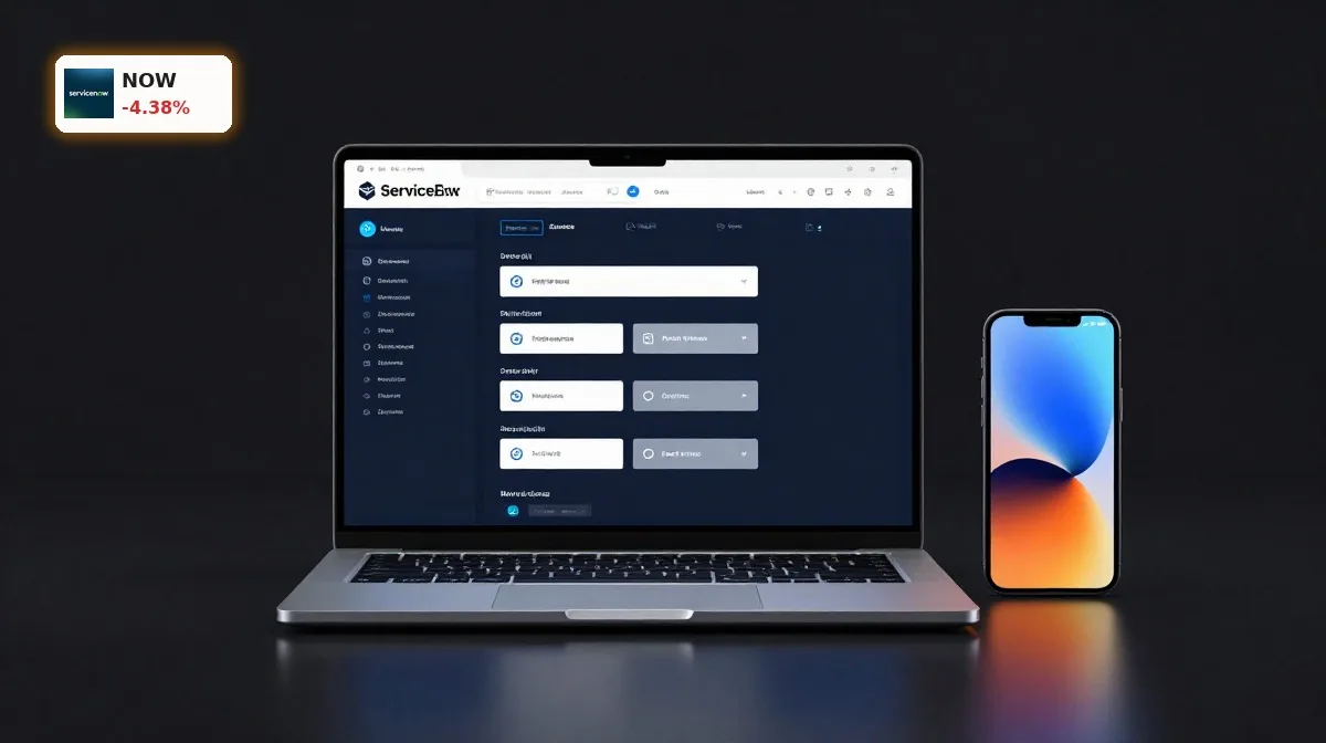 ServiceNow KI-Strategie mit Enterprise-KI-Plattform auf Premium-Display im dunklen Produkt-Fokus