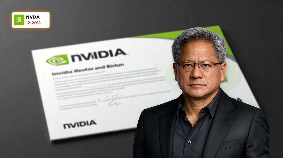 NVIDIA Anleihe: Schock trotz 2,2% Kursrutsch an der Börse 3 NVIDIA Anleihe als hochwertig inszeniertes Bond-Dokument vor dunklem Hintergrund mit Premium-Finanzästhetik