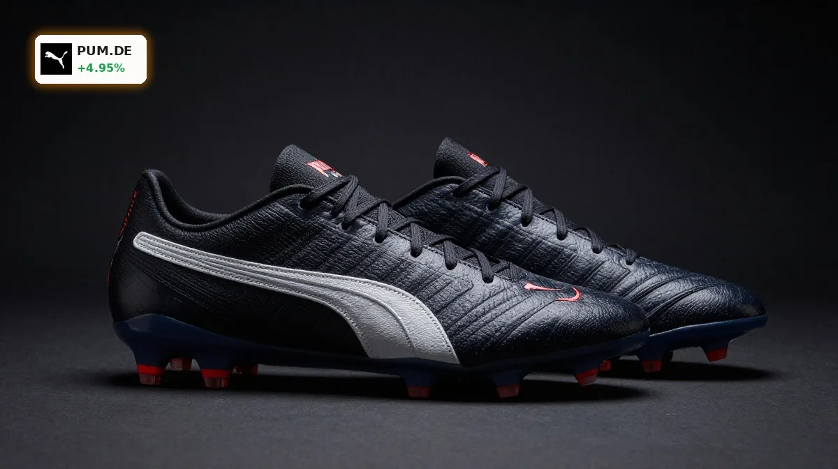 Puma Upgrade: Premium-Fußballschuh und Sneaker von Puma SE vor dunklem Hintergrund inszeniert