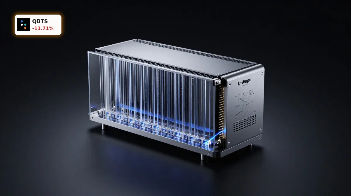 D-Wave Quantum Kurssturz bei QBTS vor dunklem Quantum-Computer als Symbol für Tech-Selloff