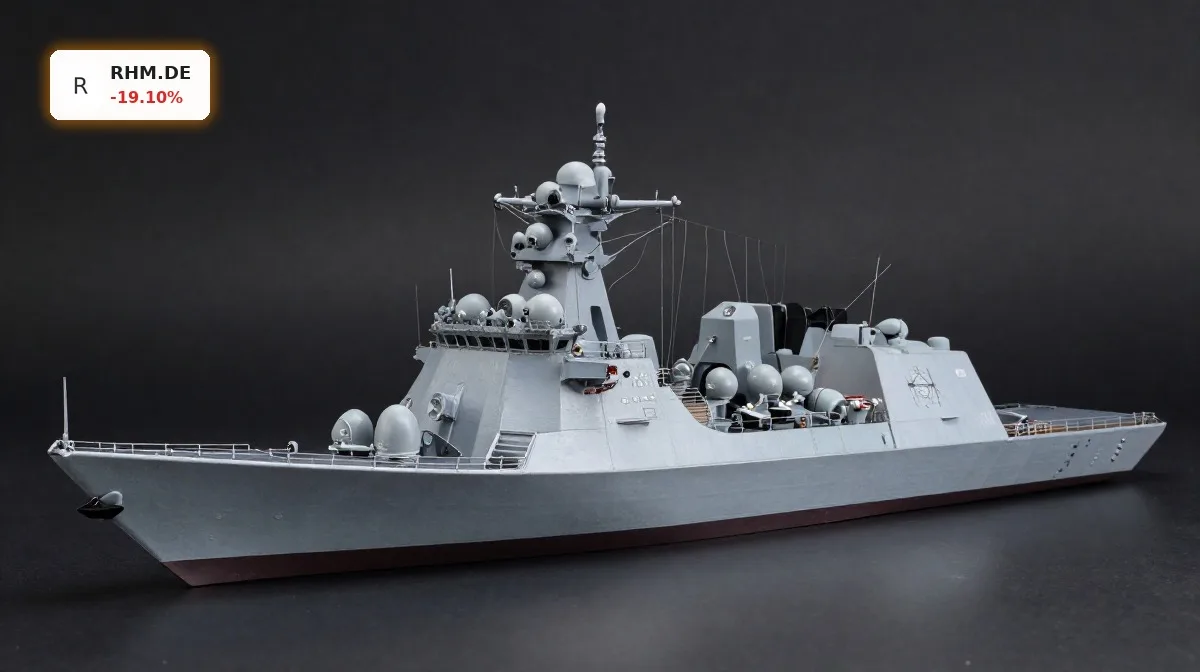 Rheinmetall Fregattenstopp: detailreiche Fregatte als Symbol für das gestoppte F126-Marineprojekt