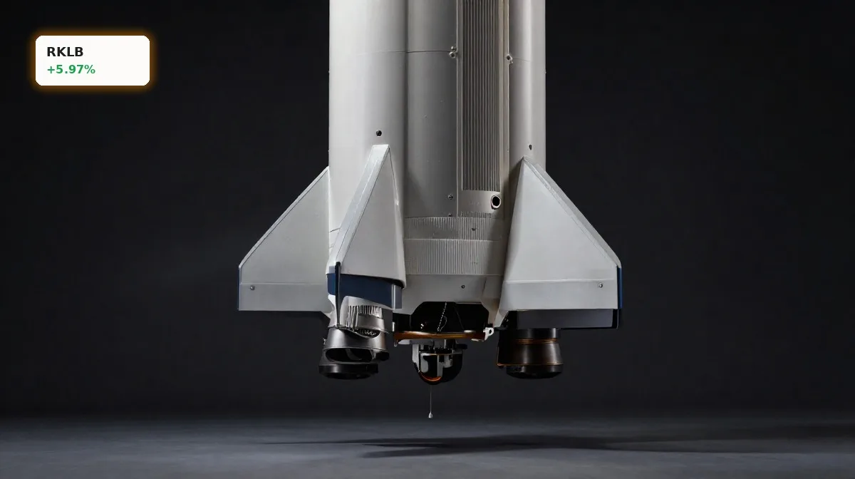 Rocket Lab Upgrade: Chance durch Nasdaq-100-Rallye und KeyBanc 3 Rocket Lab Upgrade: Neutron-Rakete von RKLB im Premium-Produktstil vor dunklem Hintergrund
