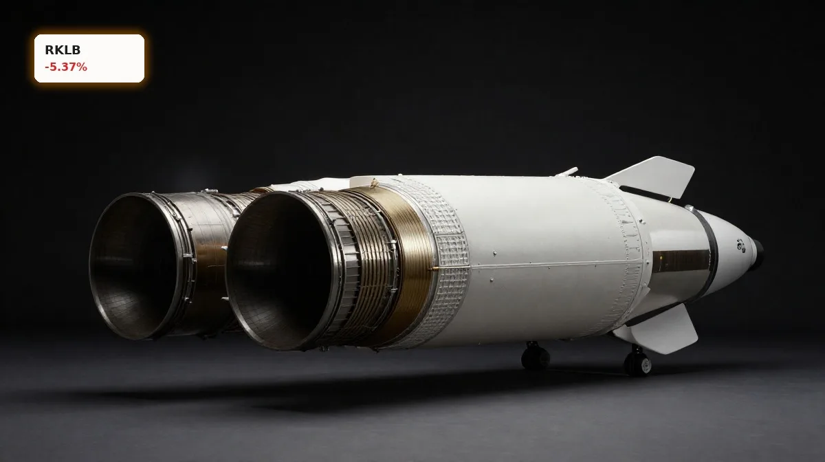 Rocket Lab Nasdaq-100 Crash: -5.4% trotz Indexboom 4 Rocket Lab Nasdaq-100 mit Neutron-Rakete als Produktmotiv vor dunklem Hintergrund