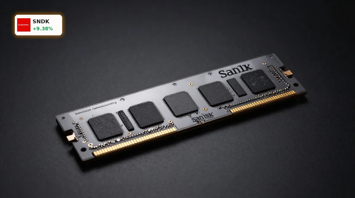 SanDisk Quartal mit NAND-Speicherchip und Premium-SSD als Symbol für starkes Wachstum im Datacenter-Geschäft