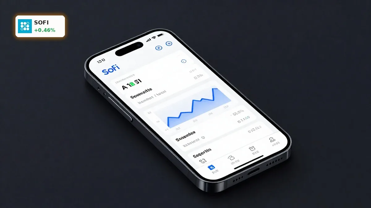 SoFi Technologies KI-Plattform: Rekord und Chance für Anleger 4 SoFi Technologies KI-Plattform Composer auf Smartphone als AI-Investing-Produkt vor dunklem Hintergrund