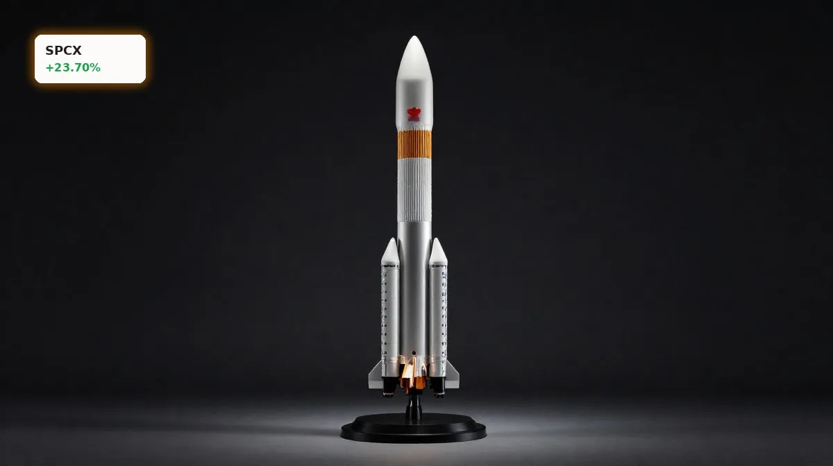 SpaceX IPO Rekord: +23,7% schockt den Nasdaq-Start 4 SpaceX IPO mit Falcon-9-Rakete und Starlink-Satellit als Symbol für Rekordnachfrage und hohe Bewertung