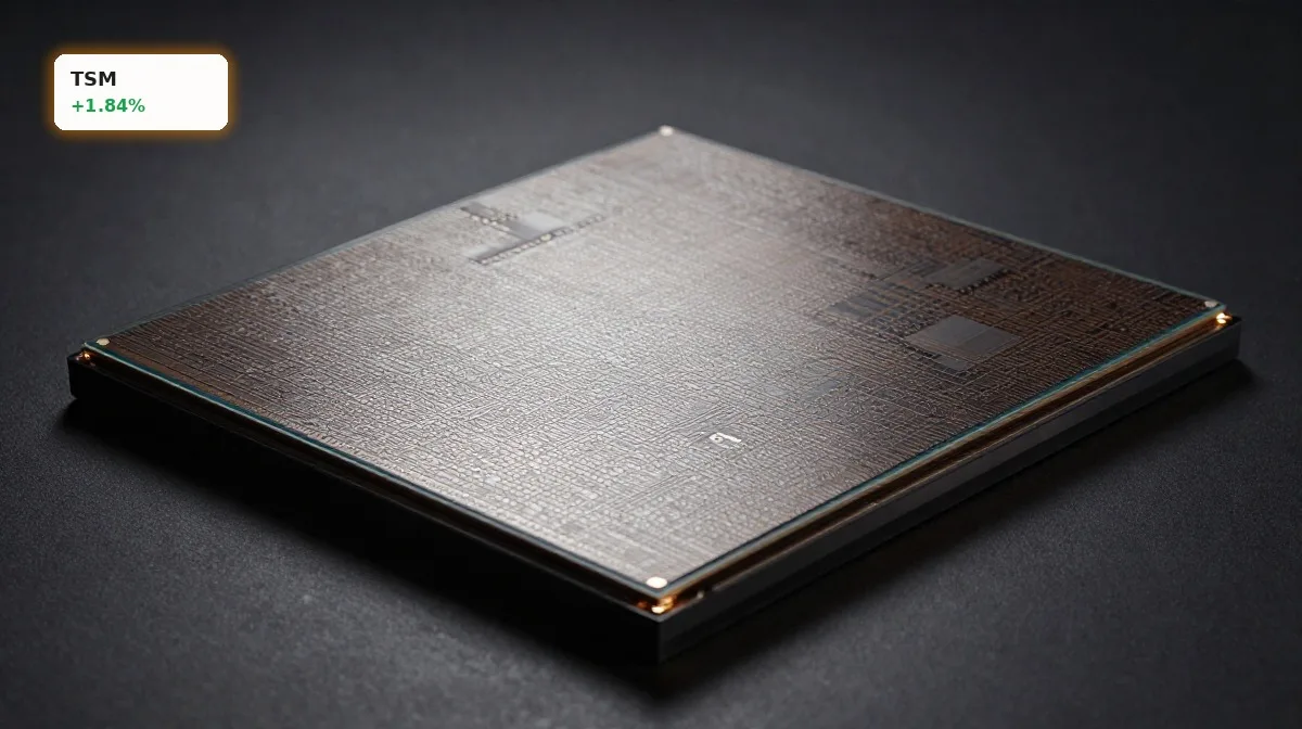 TSMC KI-Strategie mit Halbleiter-Wafer als Symbol für KI-Chipfertigung, Effizienz und 2-nm-Produktion