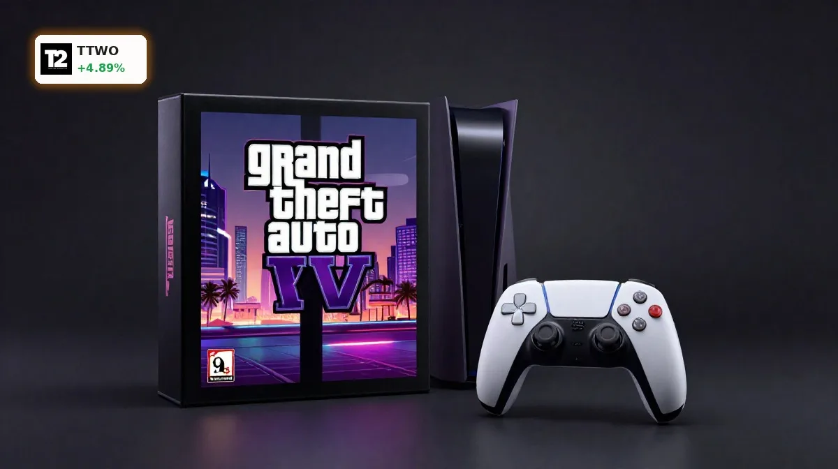Take-Two GTA VI mit Premium-Spielhülle und Controller vor dunklem Hintergrund als Symbol für Vorbestellungen