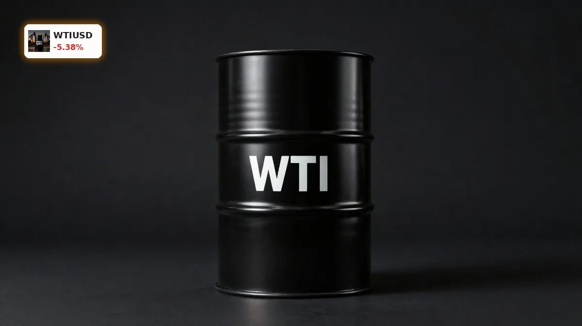 WTI Crude Hormus Crash: Ölpreis fällt auf $76,35 5 WTI Crude Hormus als schwarzes Ölfass im Studio, symbolisch für den Preisrückgang nach dem US-Iran-Deal