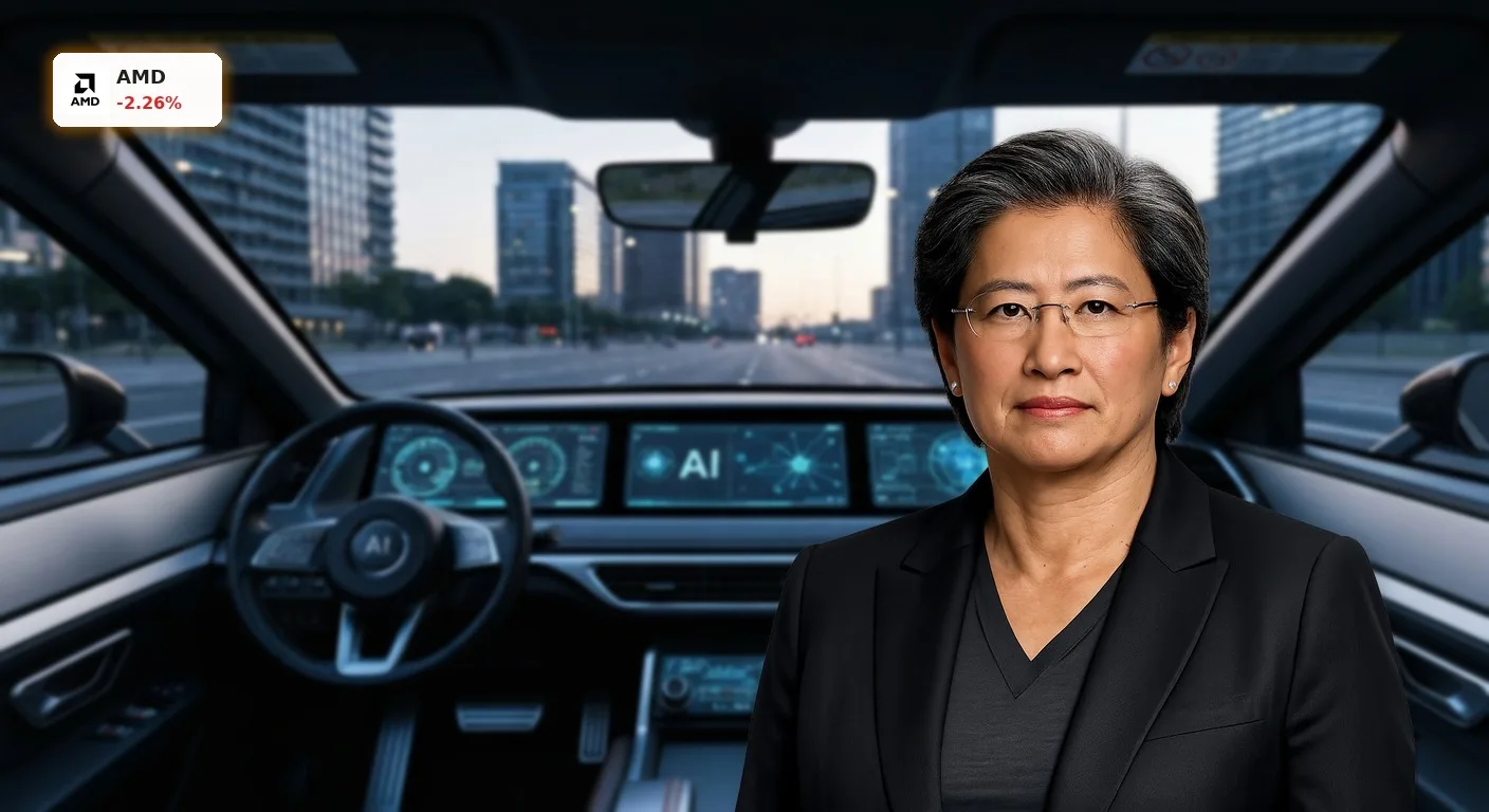 Zukunftsorientierte Technologie im Fahrzeug als Symbol fuer die strategische AMD Beteiligung im Bereich autonomes Fahren.