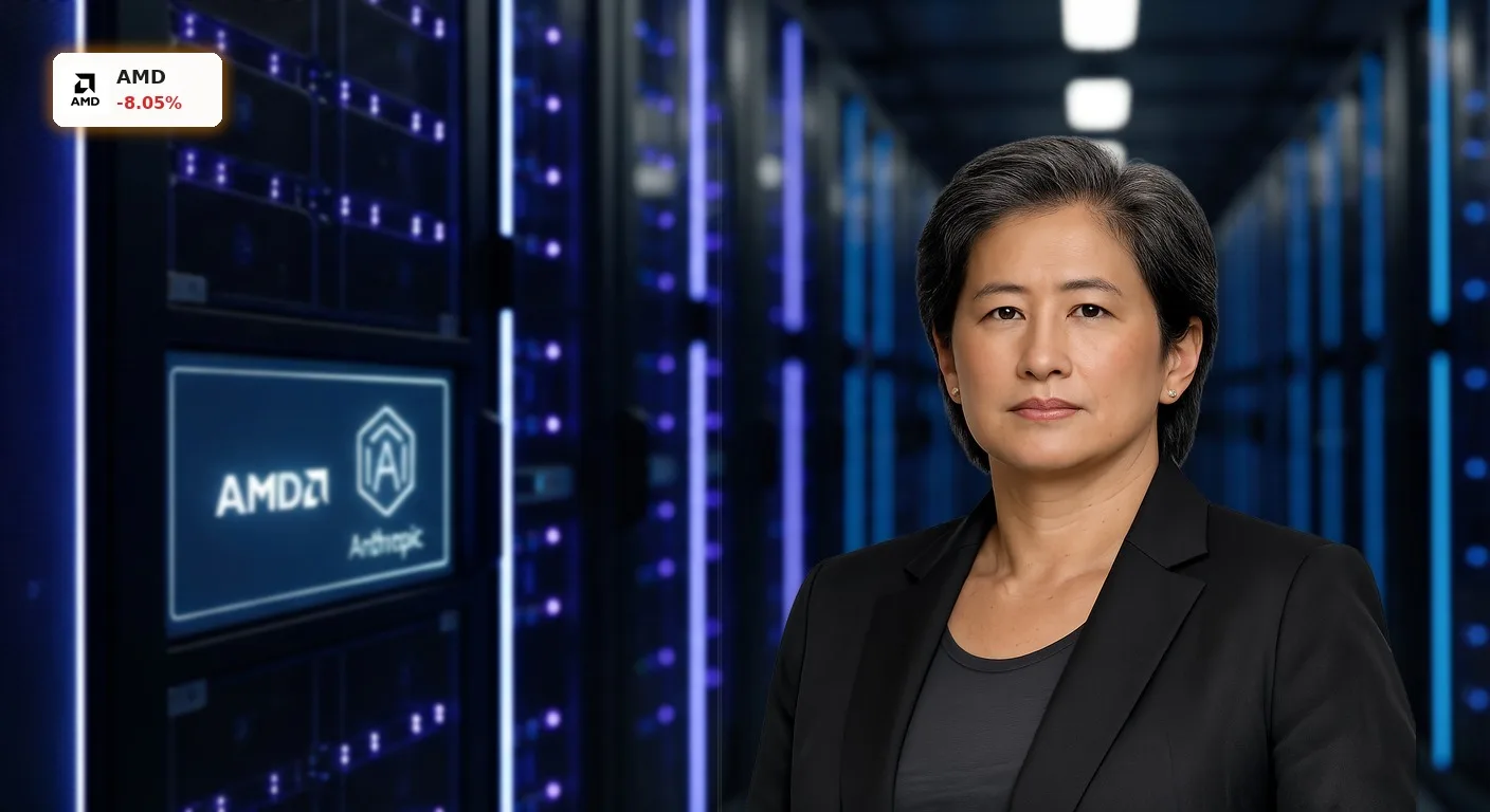 AMD Anthropic Partnerschaft: Leistungsstarke AMD-Server im Rechenzentrum für künstliche Intelligenz.