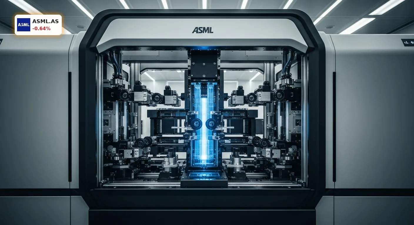 ASML Wettbewerber: China-Schock oder nur ein alter Hut für den Chipriesen? 5 Detailaufnahme einer hochmodernen ASML DUV-Lithografiemaschine in einem Reinraum, die technologische Überlegenheit gegenüber ASML Wettbewerber darstellt.