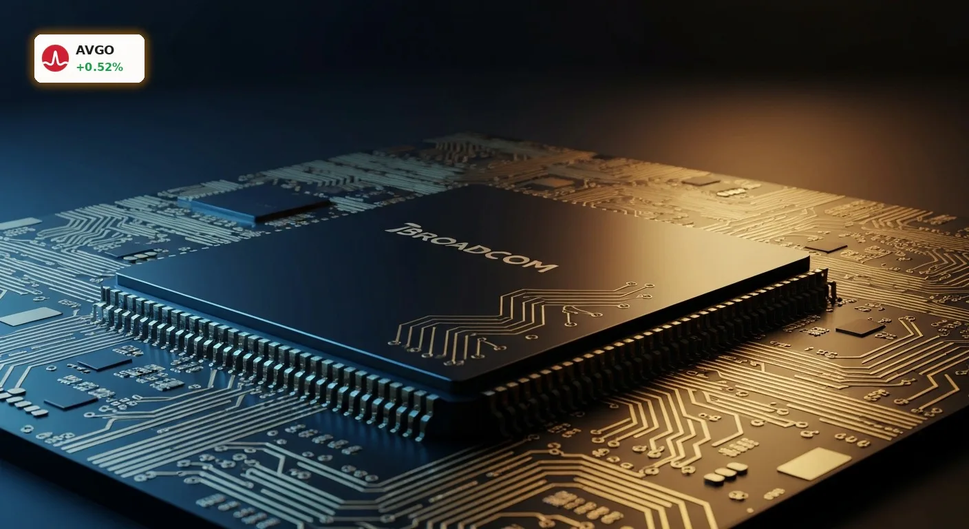 Moderner Silizium-Mikrochip zur Visualisierung der Broadcom KI Strategie im Bereich ASIC und TPU.