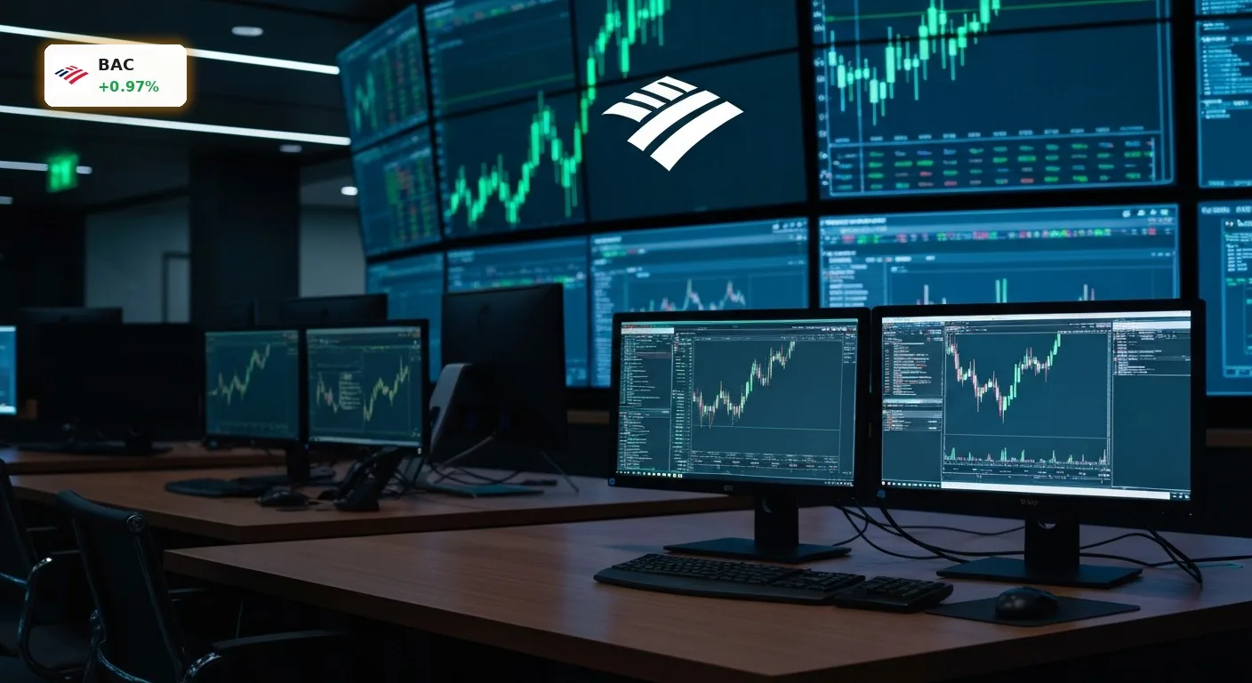 Bank of America Quartalszahlen: Bringt der Zins-Boom den Rekord? 4 Moderner Handelsraum mit Finanzdaten zu den Bank of America Quartalszahlen