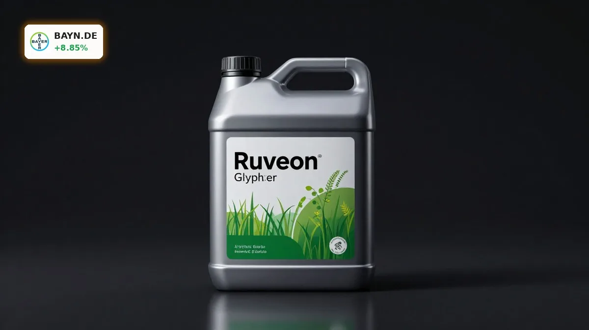 Bayer Glyphosat-Ausgliederung mit Ruveon-Produktbehälter als Symbol für die Neustrukturierung des US-Geschäfts