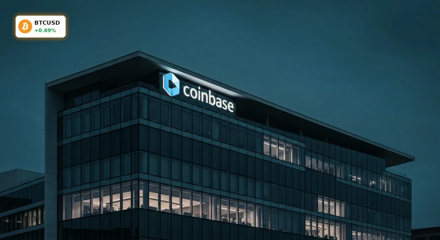 Bitcoin US-Regierung: Massiver $297 Mio. Transfer schürt Verkaufsängste 4 Coinbase-Zentrale bei Nacht symbolisiert die Bitcoin US-Regierung Krypto-Transfers.