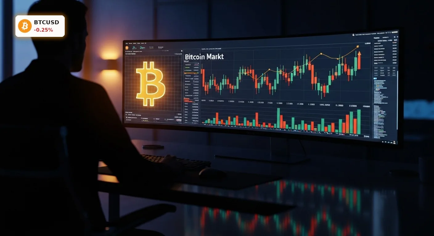 Bitcoin Markt vor $100k-Chance: $8 Milliarden Wende beflügelt Anleger 4 Analysen zum Bitcoin Markt auf modernen Bildschirmen in einem institutionellen Trading-Room.