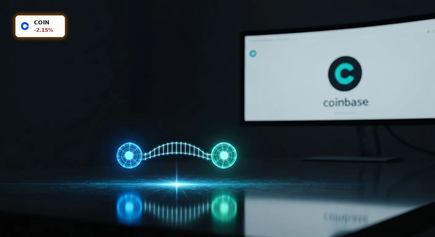 Coinbase Partnerschaft unter Druck: Aktie verliert 2,1% nach Krypto-Dämpfer 4 Eine Coinbase Partnerschaft visualisiert durch eine leuchtende digitale Verbindung auf einem modernen Monitor.
