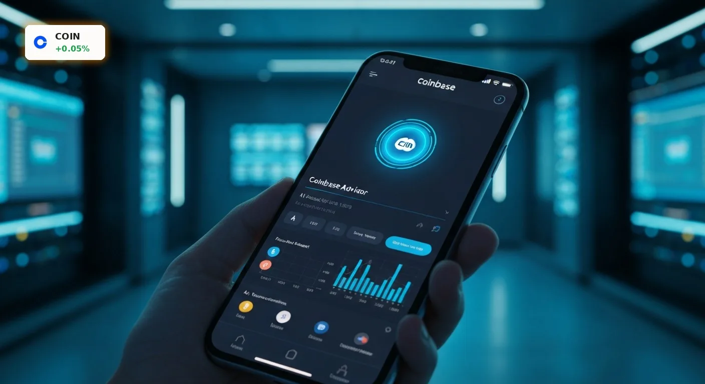 Coinbase Management setzt auf KI-Boom: Neue Ära für die Aktie 4 Das Coinbase Management setzt auf KI-Innovationen in der offiziellen Krypto-App auf einem Smartphone.