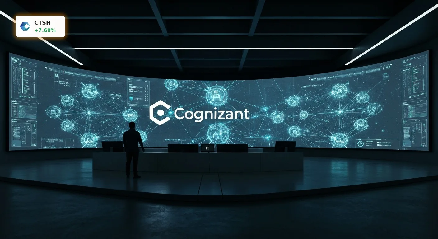 Die neue Cognizant KI Einheit steuert komplexe multi-agentenbasierte KI-Systeme in einem modernen Kontrollzentrum.