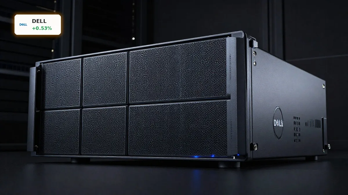 Dell Prognose: Premium-AI-Server von Dell in dunkler Rechenzentrumsumgebung mit Fokus auf KI-Infrastruktur