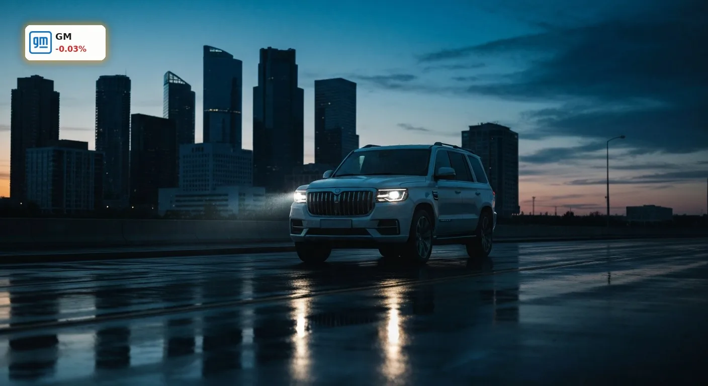 General Motors Quartal überrascht mit +30% EBIT und neuem Rekord 7 Ein kraftvolles SUV auf nasser Straße bei Dämmerung symbolisiert das erfolgreiche General Motors Quartal.