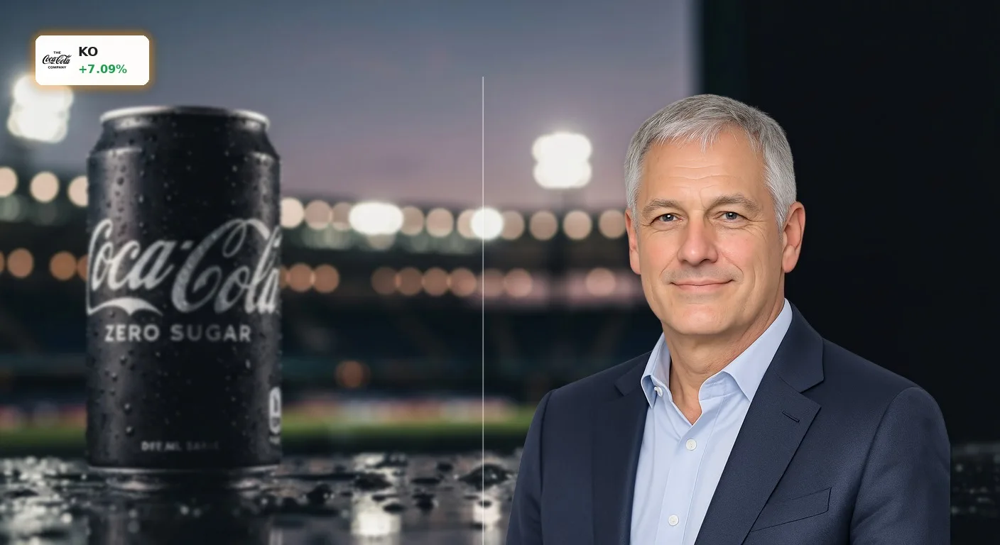 Eiskalte Coca-Cola Zero Sugar Dose vor stimmungsvollem Hintergrund nach den starken Coca-Cola Quartalszahlen.