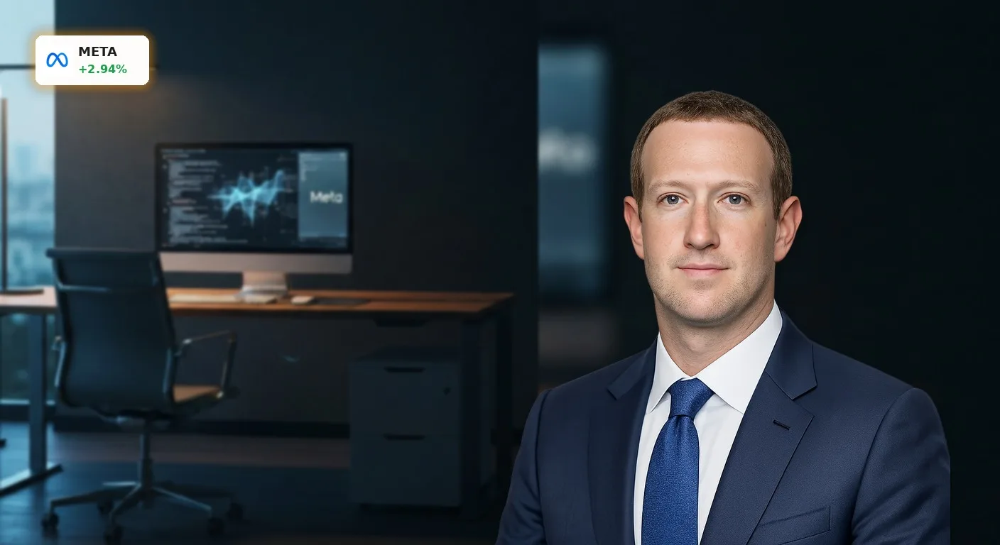 Meta KI Entlassung sorgt für Klage: Aktie steigt dennoch um 2,9% 3 Algorithmus auf Bildschirm im dunklen Büro symbolisiert Meta KI Entlassung