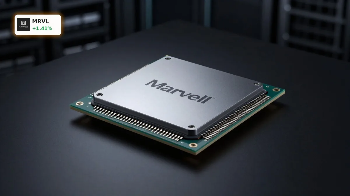 Marvell KI-Infrastruktur mit Silicon-Photonics-Chip und Rechenzentrums-Interconnect im Premium-Produktfokus