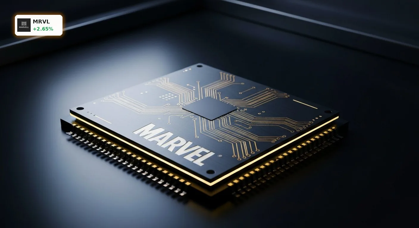 Marvell Technology KI-Chips im Detail auf einer reflektierenden Oberfläche